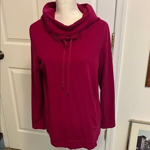 Lands' End Women's Cowl Neck Pullover Sweater - Sleeves can button up